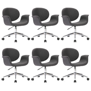 Drehbare Esszimmerstühle 6 Stk. Grau Stoff