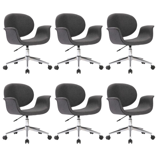 Drehbare Esszimmerstühle 6 Stk. Grau Stoff