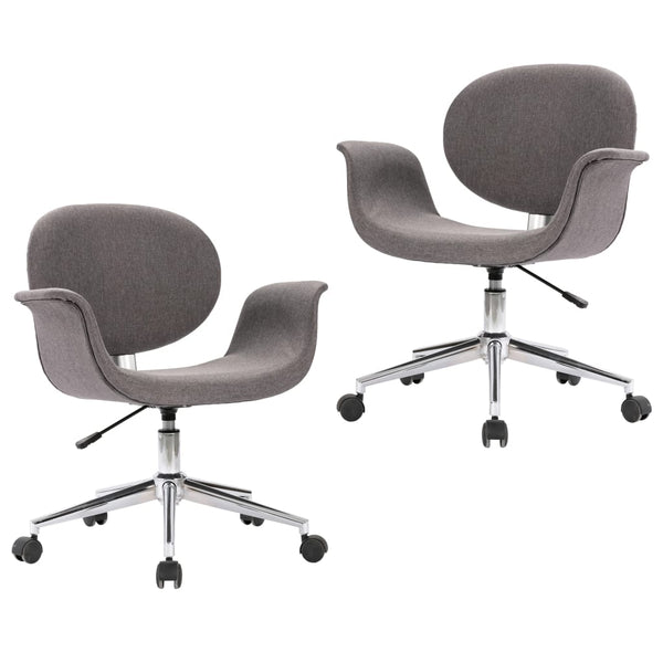 vidaXL Swivel Dining Chairs 2 pcs Grey Fabric