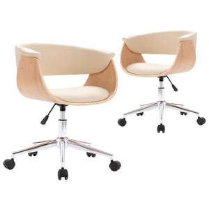 Esszimmerstühle 2 Stk. Drehbar Creme Kunstleder