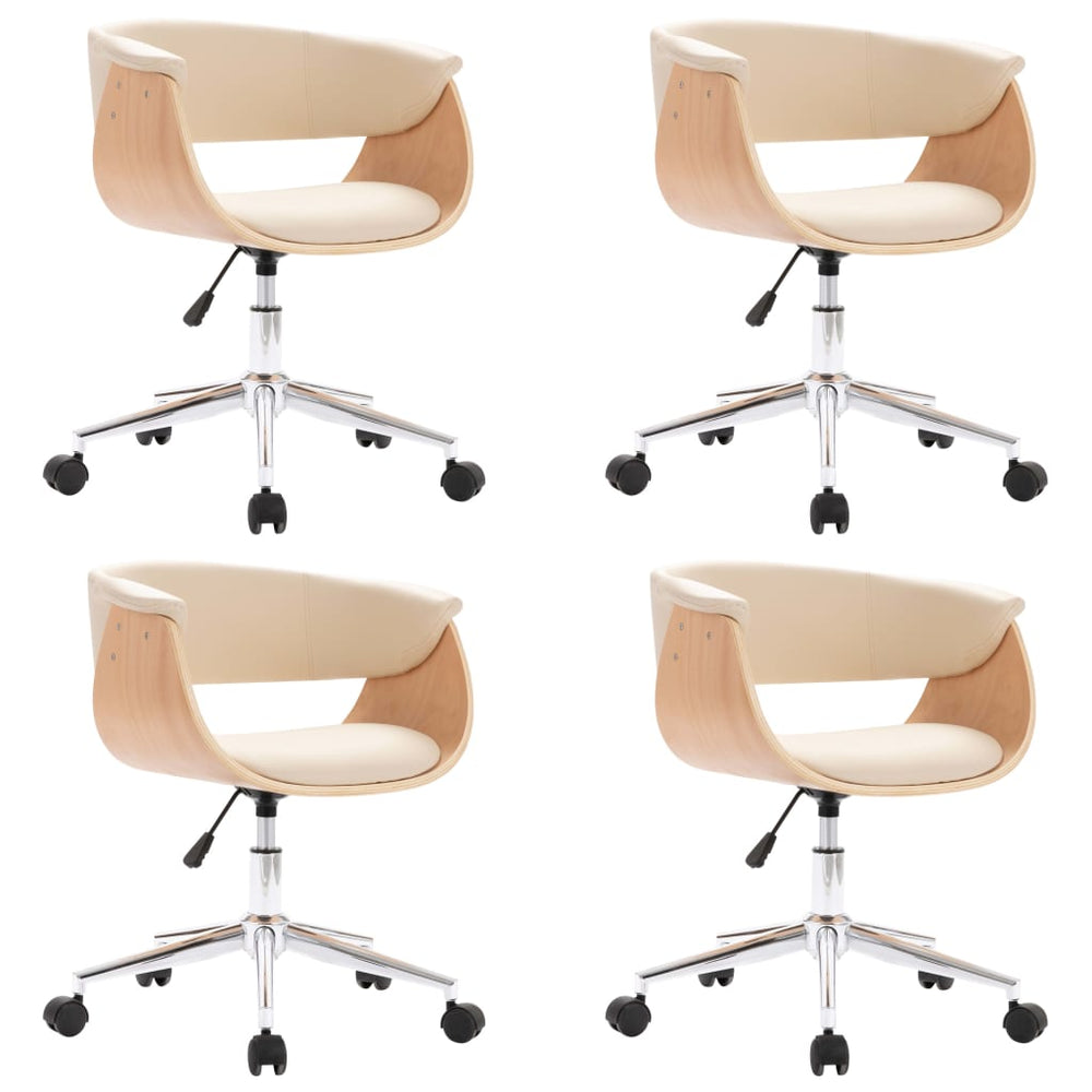 Esszimmerstühle 4 Stk. Drehbar Creme Kunstleder