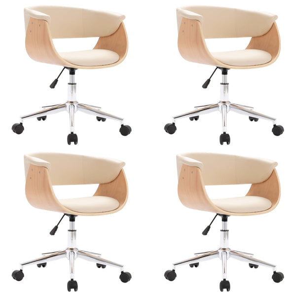Esszimmerstühle 4 Stk. Drehbar Creme Kunstleder