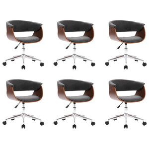 vidaXL Swivel Dining Chairs 6 pcs Grey Fabric