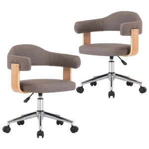 Esszimmerstühle 2 Stk. Drehbar Taupe Bugholz und Stoff