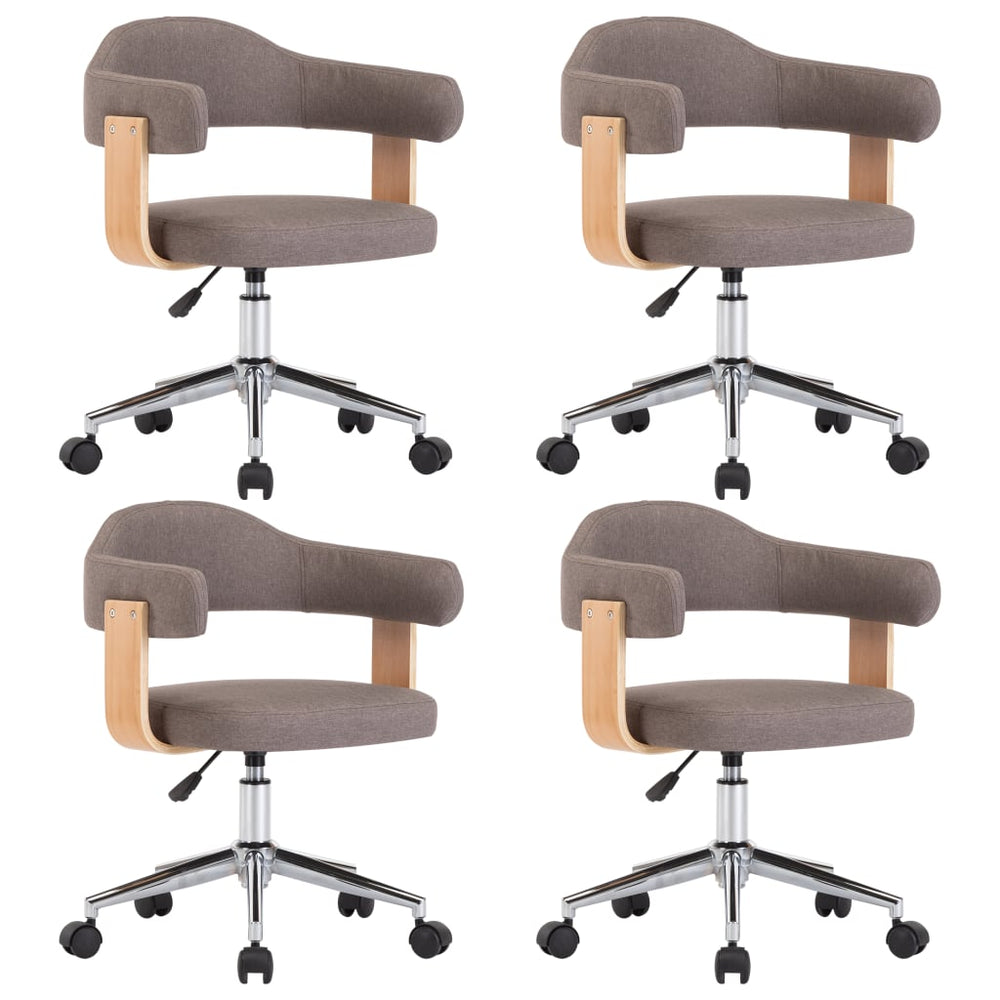 Drehbare Esszimmerstühle 4 Stk. Taupe Bugholz und Stoff