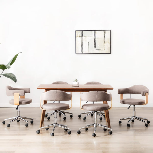 Drehbare Esszimmerstühle 6 Stk. Taupe Bugholz und Stoff