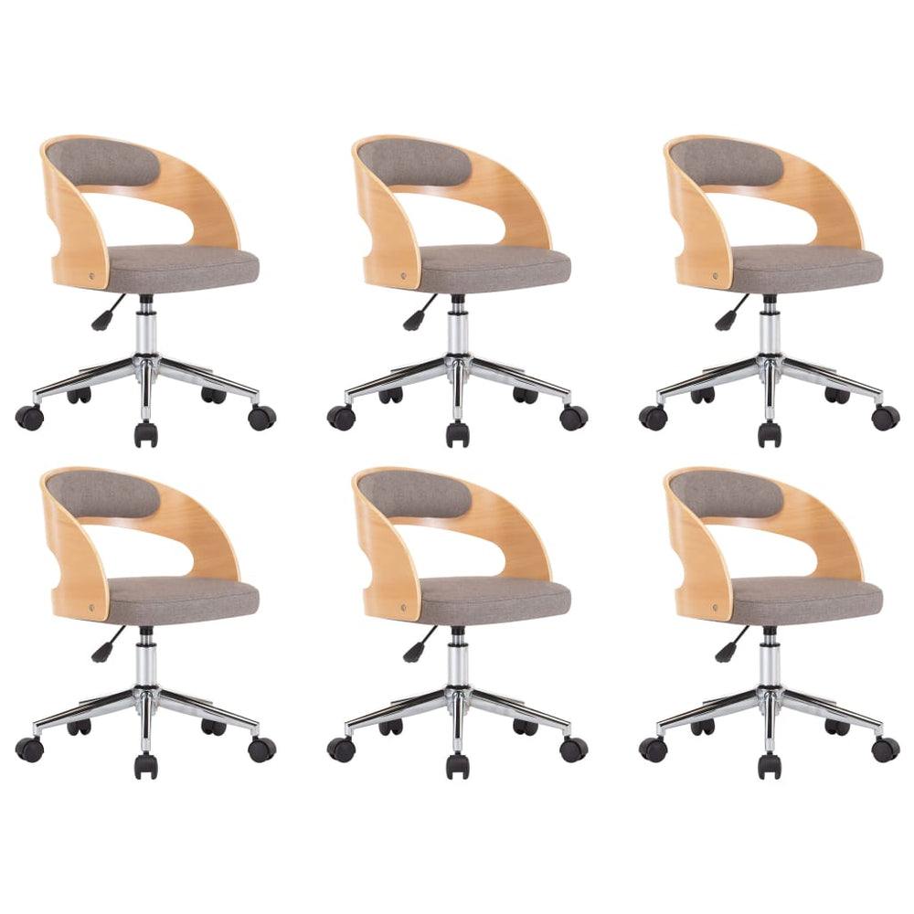 Drehbare Esszimmerstühle 6 Stk. Taupe Bugholz und Stoff