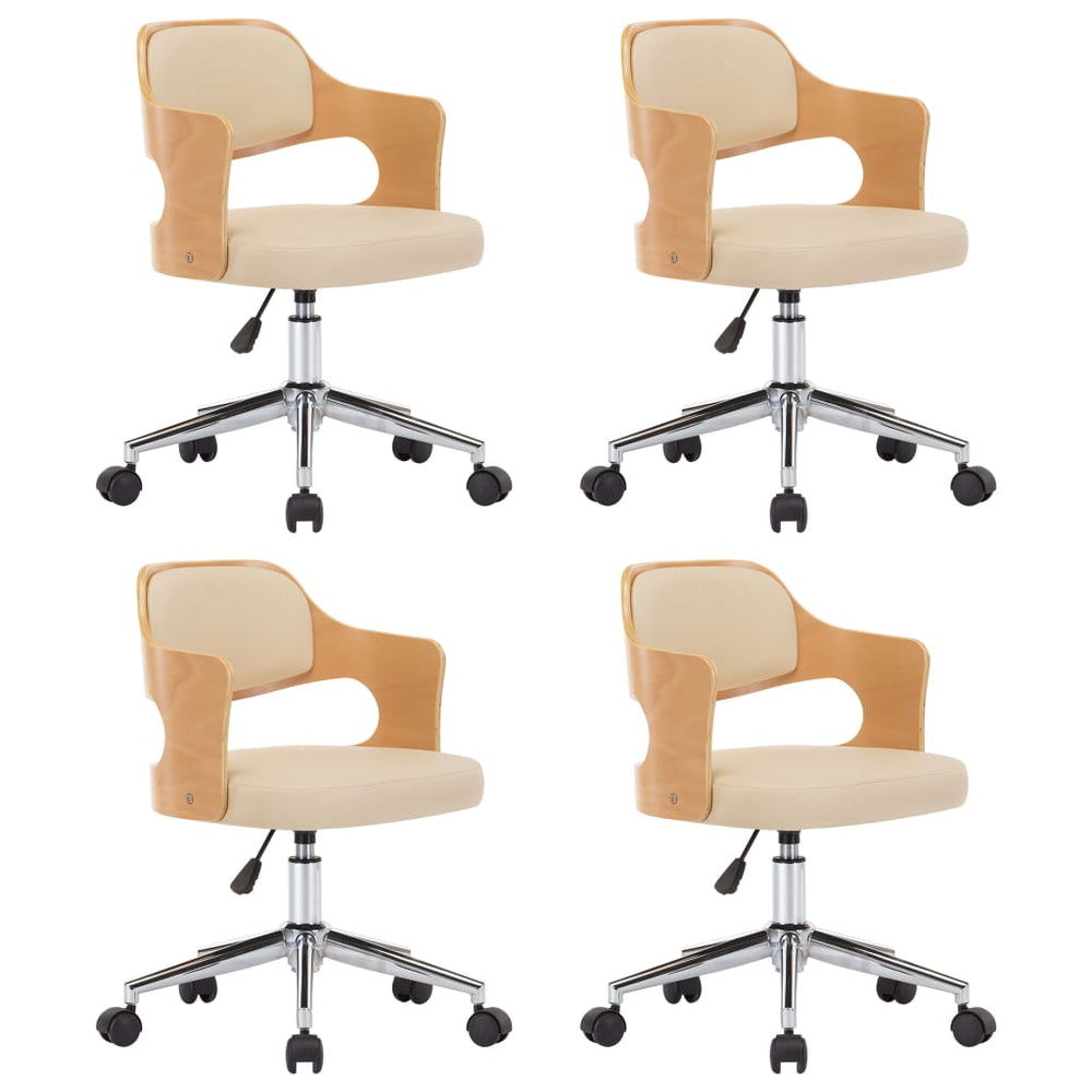 Drehbare Esszimmerstühle 4 Stk. Creme Bugholz und Kunstleder