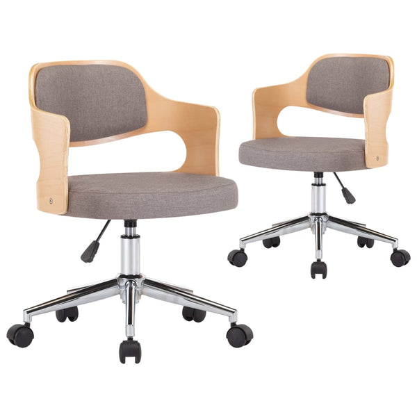 Esszimmerstühle 2 Stk. Drehbar Taupe Bugholz und Stoff