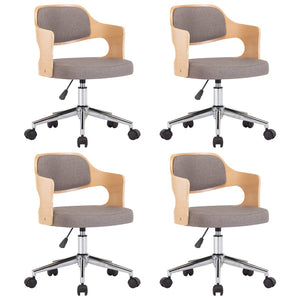 Drehbare Esszimmerstühle 4 Stk. Taupe Bugholz und Stoff