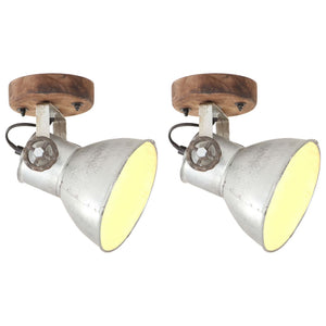 Industrie Wandleuchten Silber 2er Set