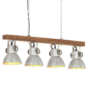 Industrielle Deckenlampe Silber Mangoholz E27