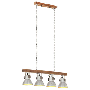 Industrielle Deckenlampe Silber Mangoholz E27