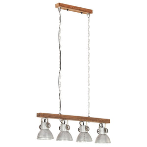 Industrielle Deckenlampe Silber Mangoholz E27