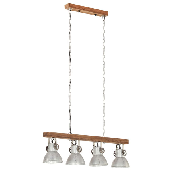 Industrielle Deckenlampe Silber Mangoholz E27