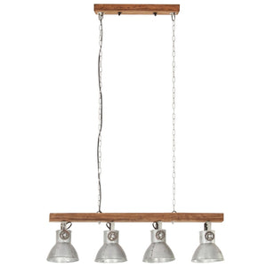 Industrielle Deckenlampe Silber Mangoholz E27