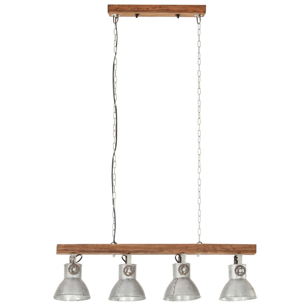Industrielle Deckenlampe Silber Mangoholz E27