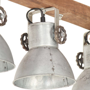 Industrielle Deckenlampe Silber Mangoholz E27