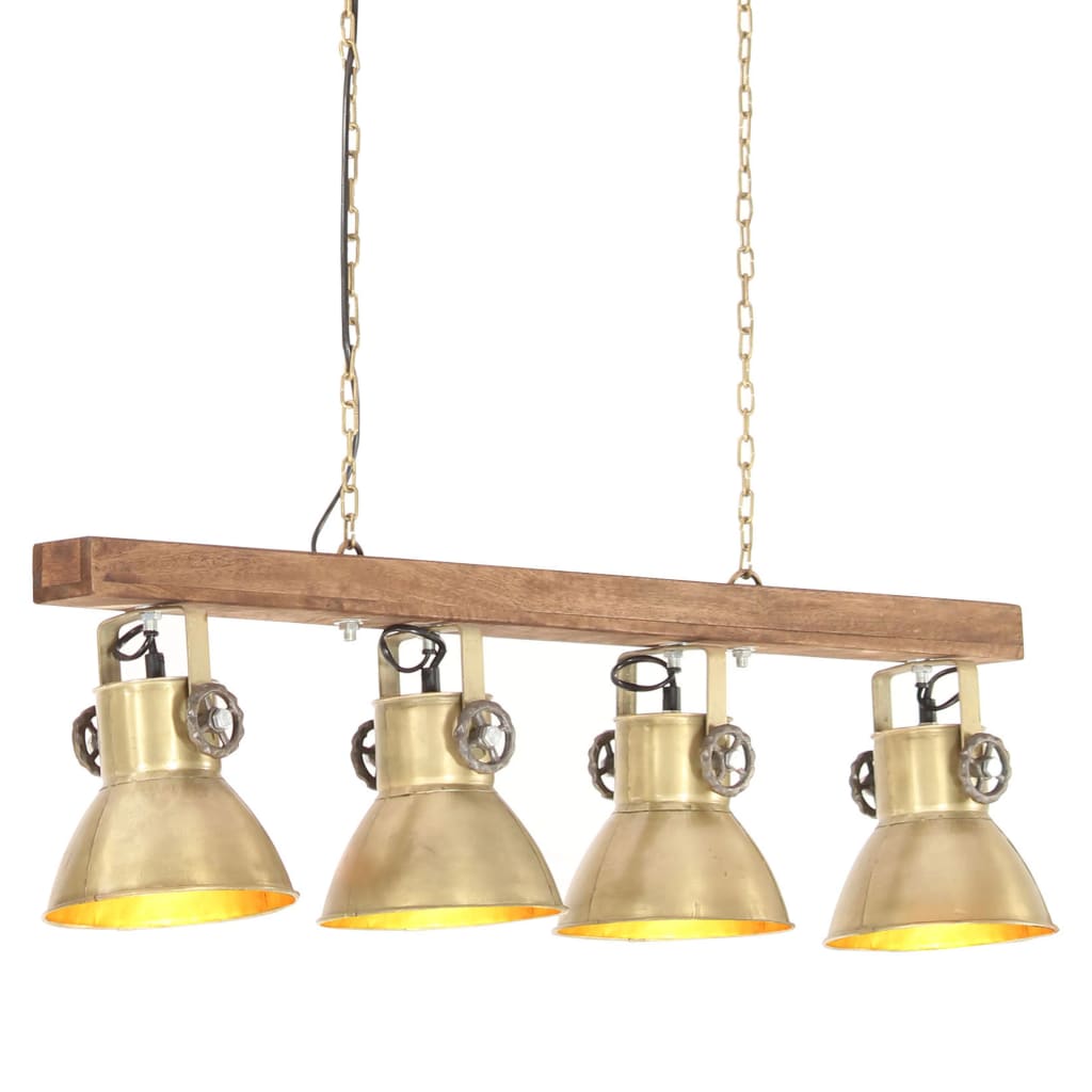 Industrie Deckenlampe Messing Mangoholz E27