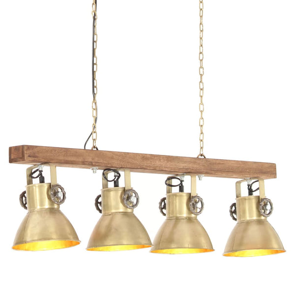 Industrie Deckenlampe Messing Mangoholz E27