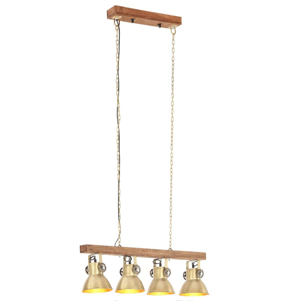 Industrie Deckenlampe Messing Mangoholz E27
