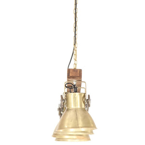 Industrie Deckenlampe Messing Mangoholz E27