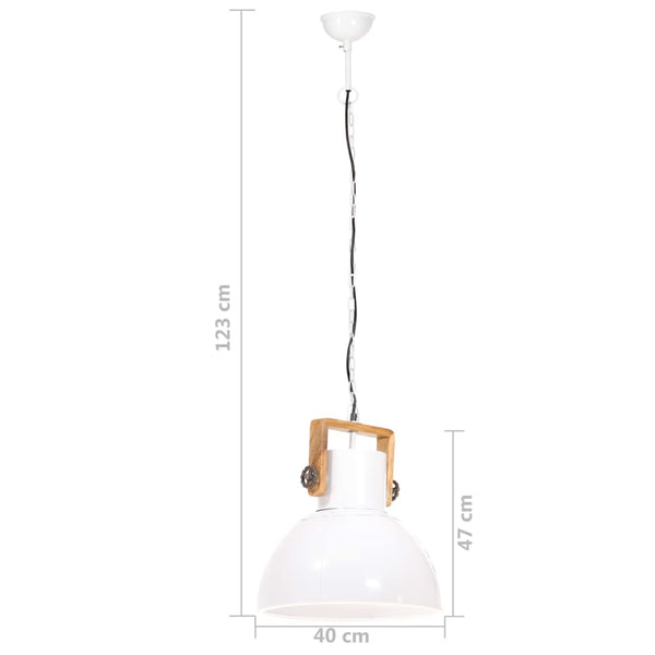 Weiße Hängelampe im Industriestil, 40 cm