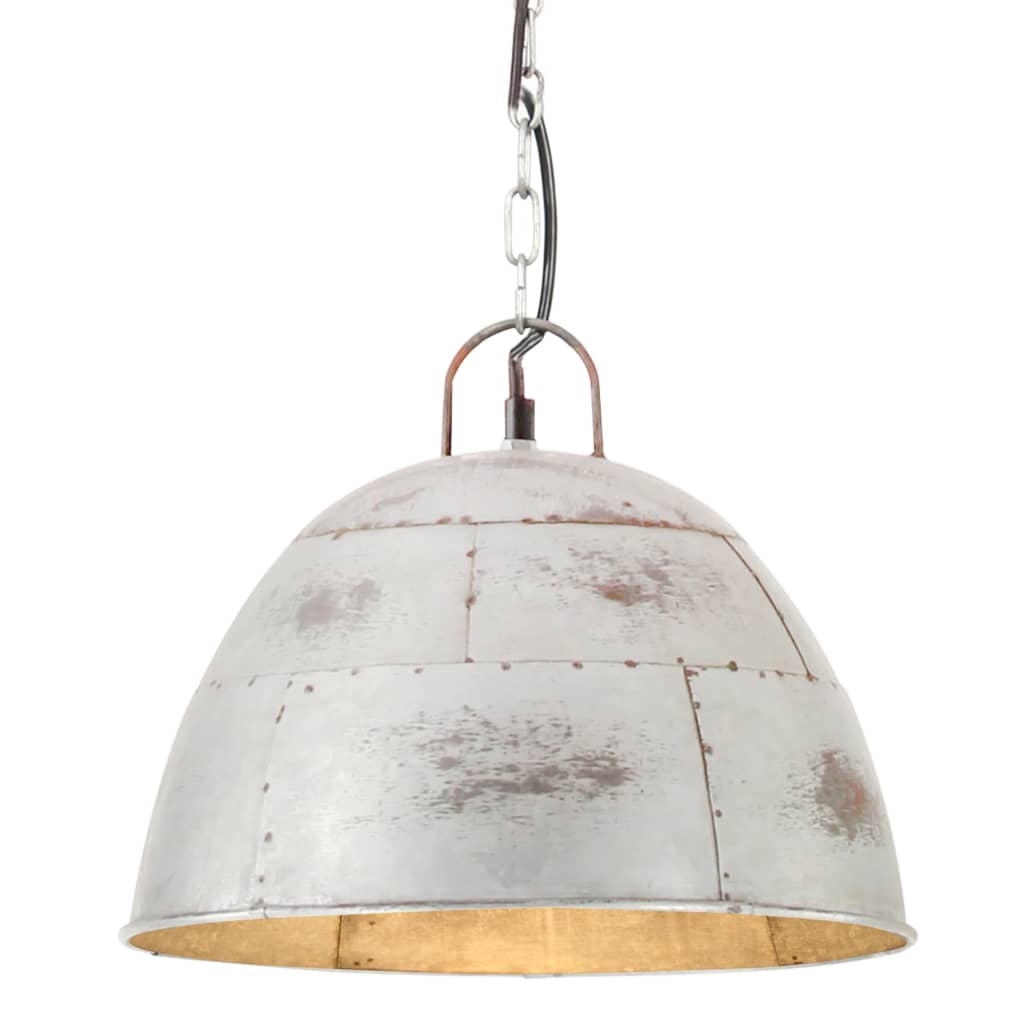 vidaXL Pendant Lamp Vintage Industrial Style 25 W Silver Round 31 cm E27