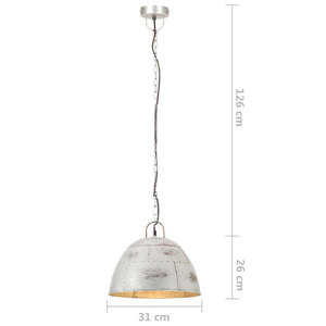 vidaXL Pendant Lamp Vintage Industrial Style 25 W Silver Round 31 cm E27