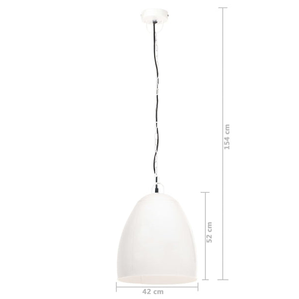 Weiße Hängelampe Industriestil E27 42cm