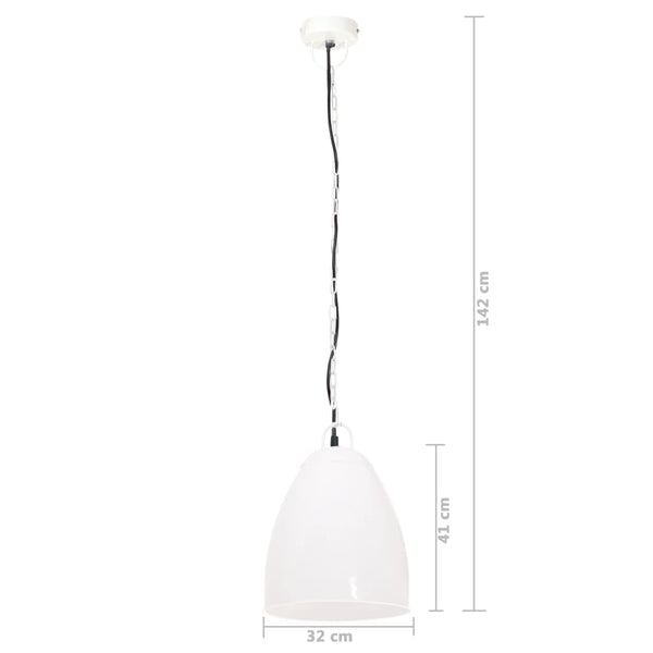 Weiße Hängelampe Industriestil 32cm