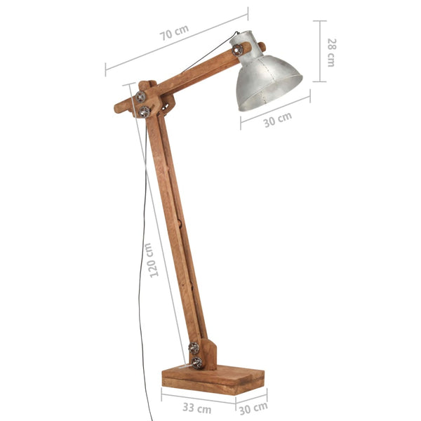 Stehlampe Silber Mango Massivholz E27