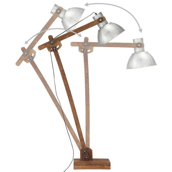 Stehlampe Silber Mango Massivholz E27