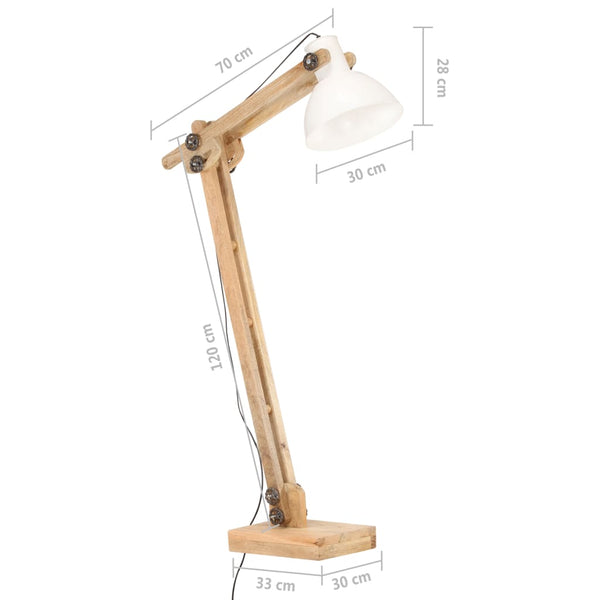 Weiße Stehlampe Mango Massivholz E27