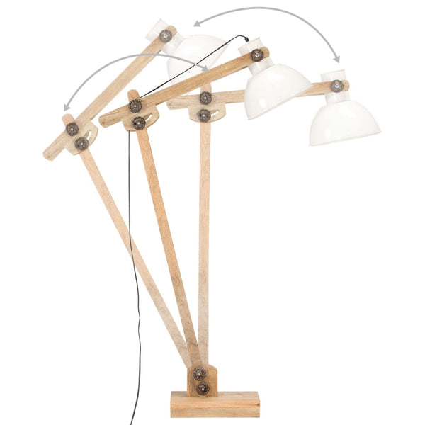 Weiße Stehlampe Mango Massivholz E27
