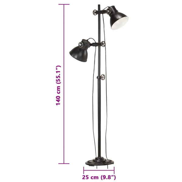 Schwarze 2-flammige Stehlampe E27
