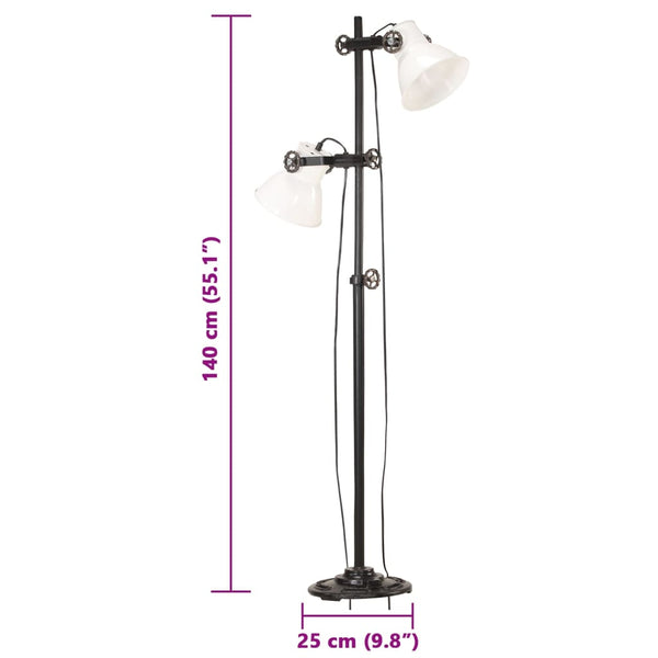 Weiße Stehlampe mit 2 Lampen