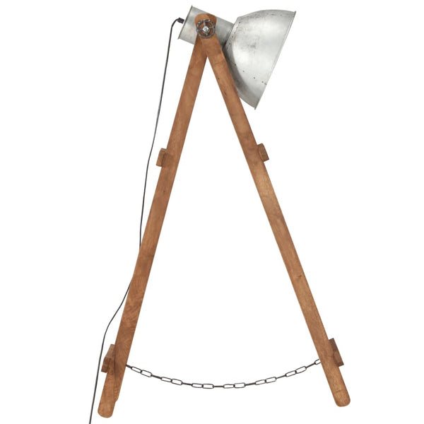 Stehlampe Silber Mango Massivholz E27