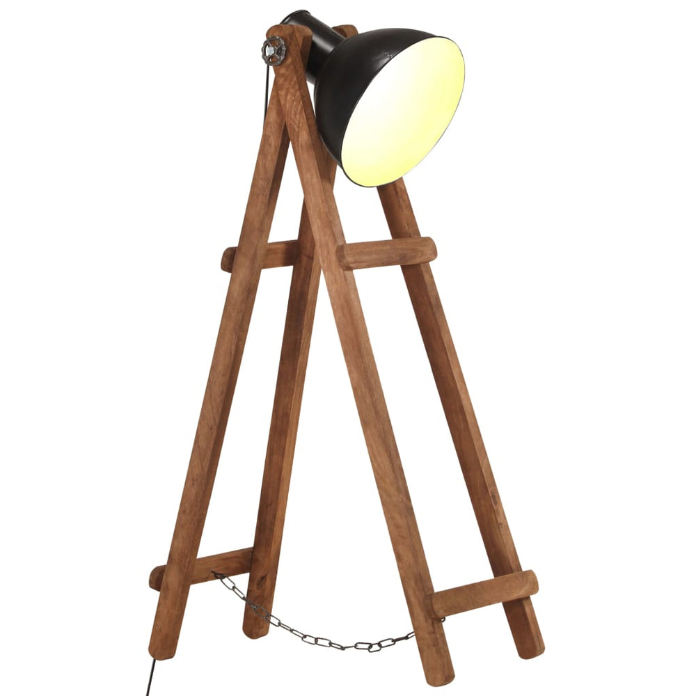 Schwarze Stehlampe Mango Massivholz E27