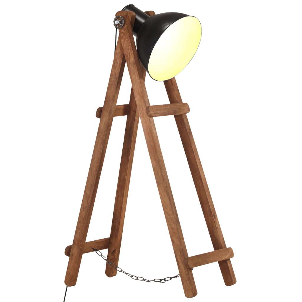 vidaXL Lampadaire noir Bois de manguier massif E27
