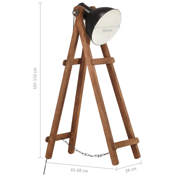 vidaXL Lampadaire noir Bois de manguier massif E27