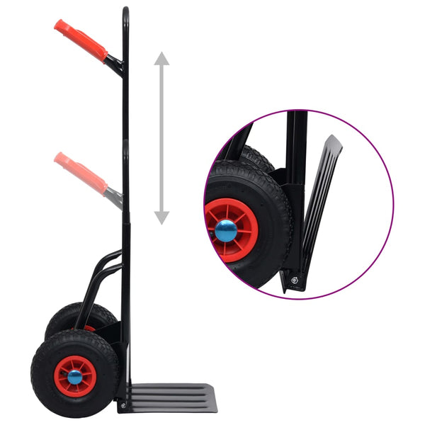 Teleskop-Sackkarre 200 kg Schwarz und Rot