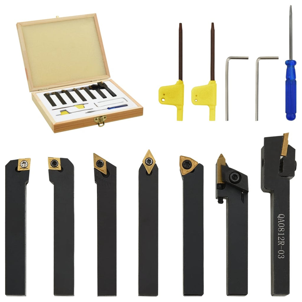 vidaXL Jeu de 12 burins à tourner avec plaquettes réversibles 8x8 mm 70 mm