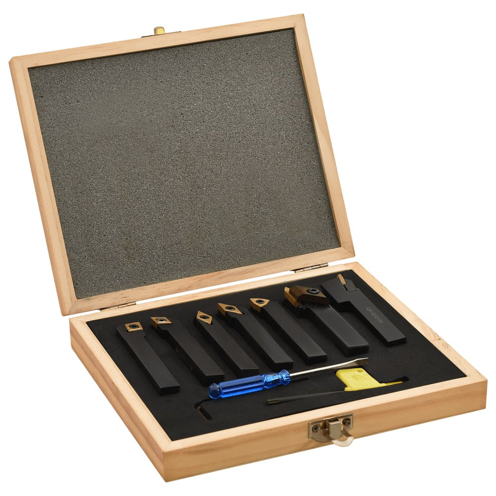 vidaXL Kit de 12 burins de tour avec plaquettes réversibles 12x12 mm 80 mm