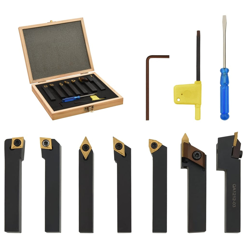 vidaXL Kit de 12 burins de tour avec plaquettes réversibles 12x12 mm 80 mm