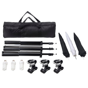 Fotostudio-Set mit Lampen-Set und Hintergrund