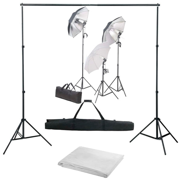 Fotostudio-Set mit Lampen und Hintergrundsystem