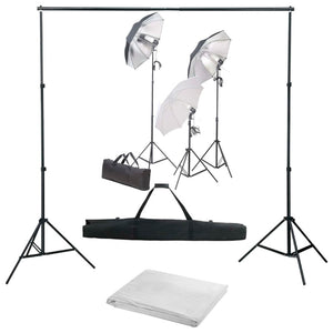 Fotostudio-Set mit Lampen und Hintergrundsystem