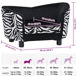 Hundesofa Schwarz 68x38x38 cm Plüsch