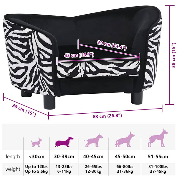 Hundesofa Schwarz 68x38x38 cm Plüsch
